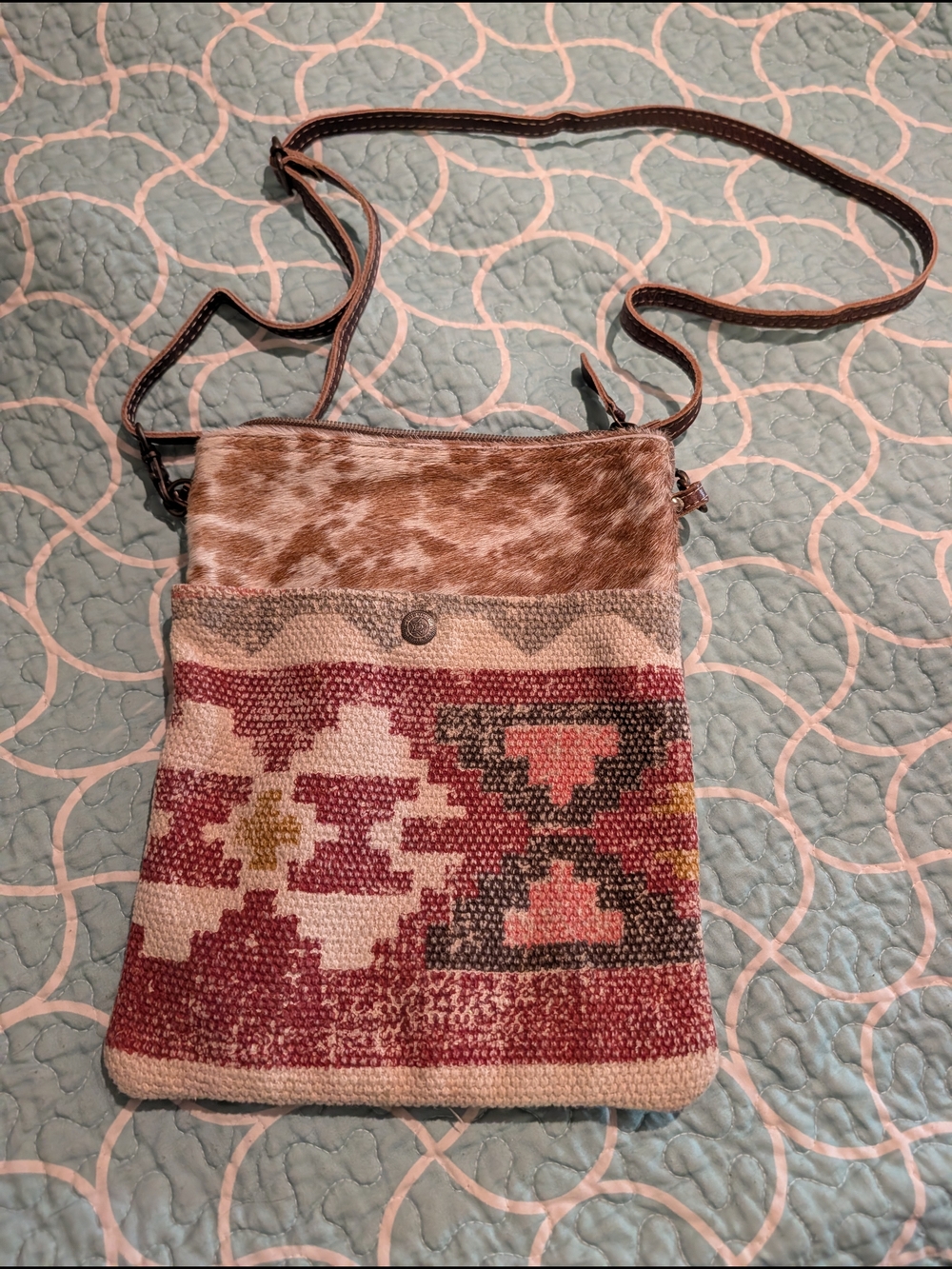 Handwoven Boho Crossbody Bag in Red and Brown MYRA